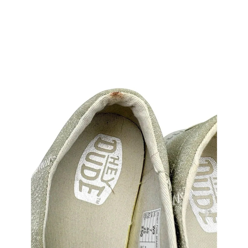 Hey Dude Wendy Women’s Loafers Size 9 White Sparkle Slip-On Casual Comfort